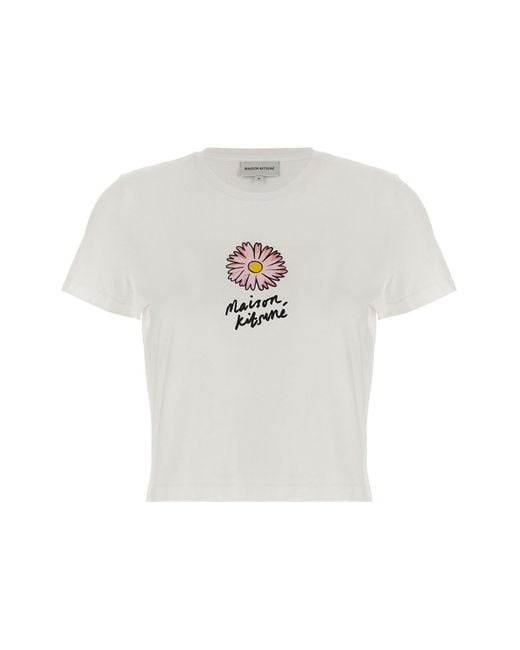 Maison Kitsuné White 'floating Flower' T-shirt