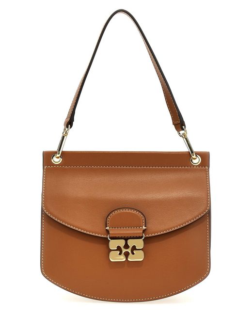Ganni Brown Umhängetasche "Apo-G Small"