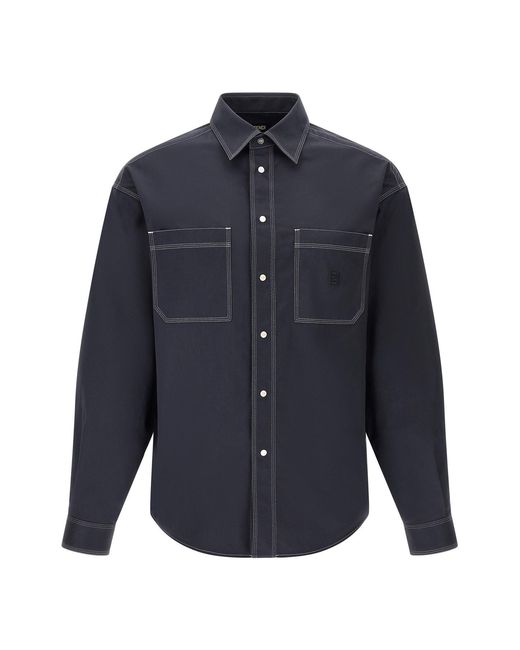 Fendi Blue 'ff Selleria' Logo Shirt for men
