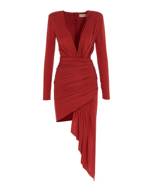Alexandre Vauthier Red Draped Silk Dress