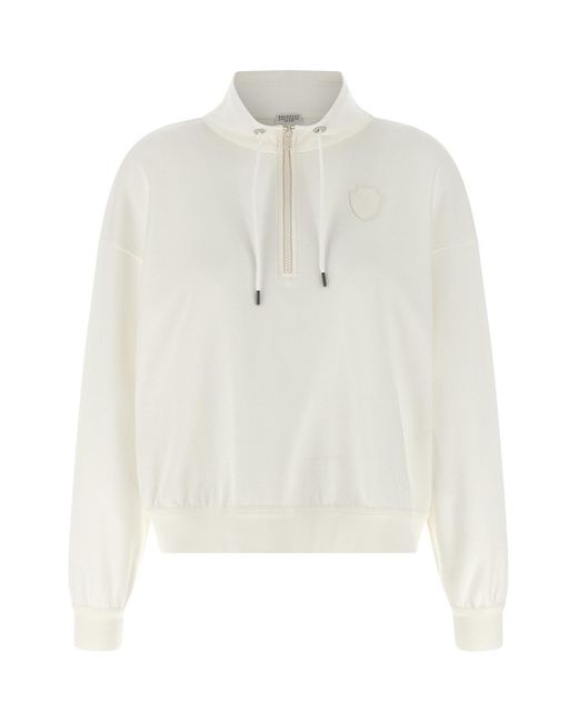 Brunello Cucinelli White Heraldic Coat Of Arms Sweatshirt