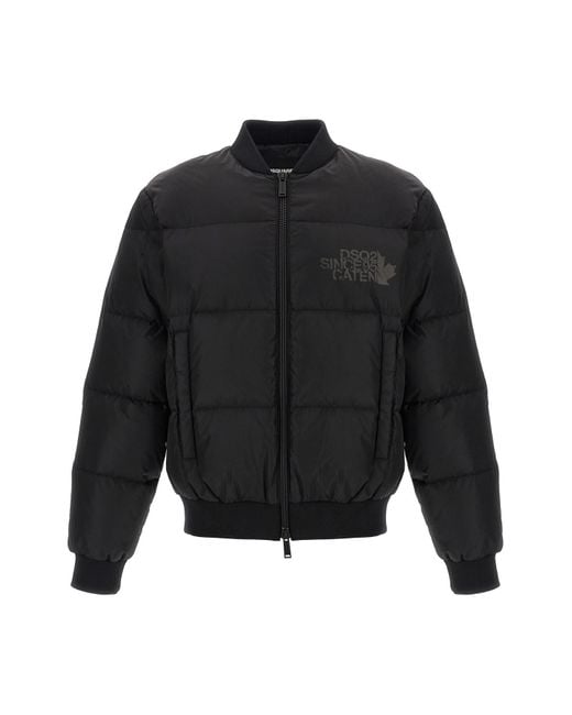 DSquared² Black Padded Bomber Jacket for men