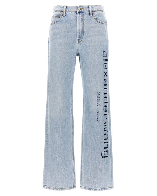 Alexander Wang Blue Durchbrochene Jeans Mit Logo