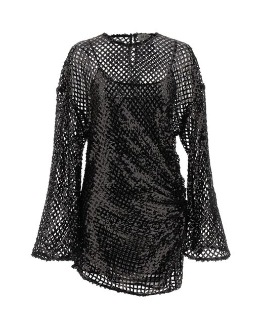 The Attico Black Sequin Mesh Dress