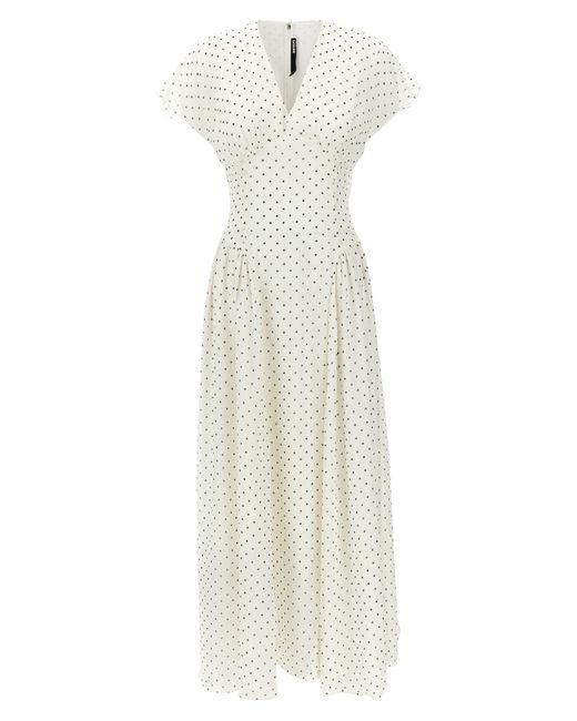 ROTATE BIRGER CHRISTENSEN White Polka Dot Maxi Dress