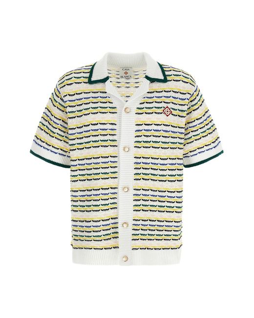 Casablanca White 'tuck Stitch Short Sleeve' Shirt for men