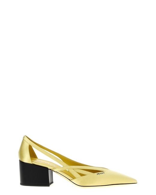 Prada Yellow Cut Out Pumps