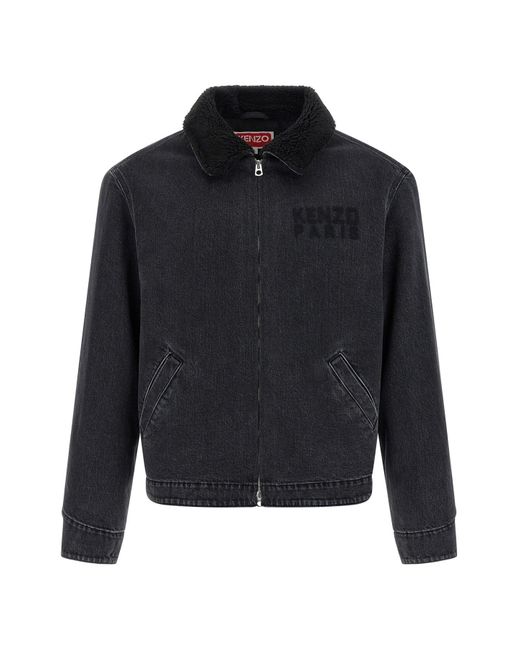 KENZO Black ' Happy Tiger' Denim Jacket for men