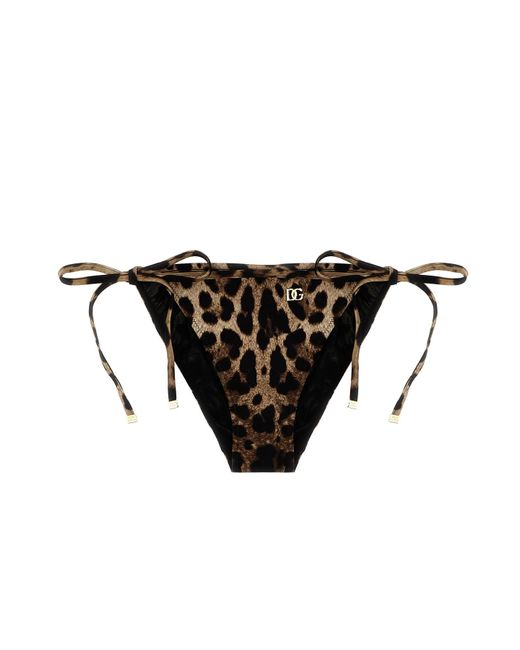 Dolce & Gabbana Black Bikini-Slip "Leopard"