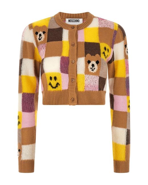 Moschino Yellow 'smiley® E ' Teddy Bear' Cardigan