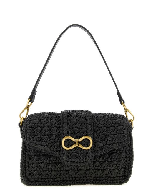 Twinset Black Raffia Crossbody Bag