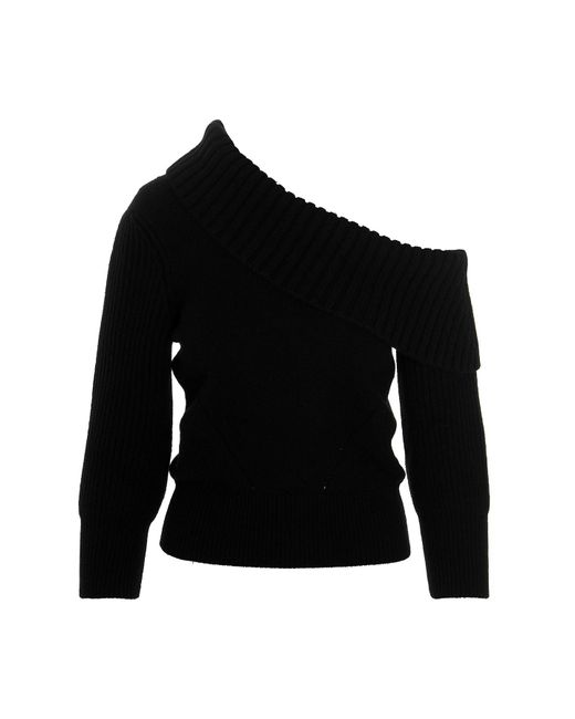Alexander McQueen Black One Shoulder Sweater