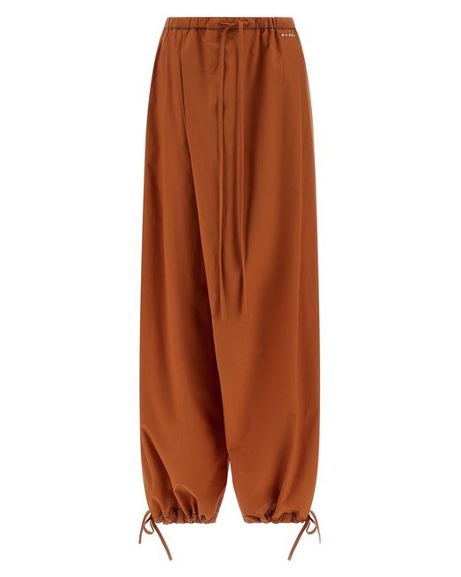 Marni Brown Diagonal Drapierte Hose