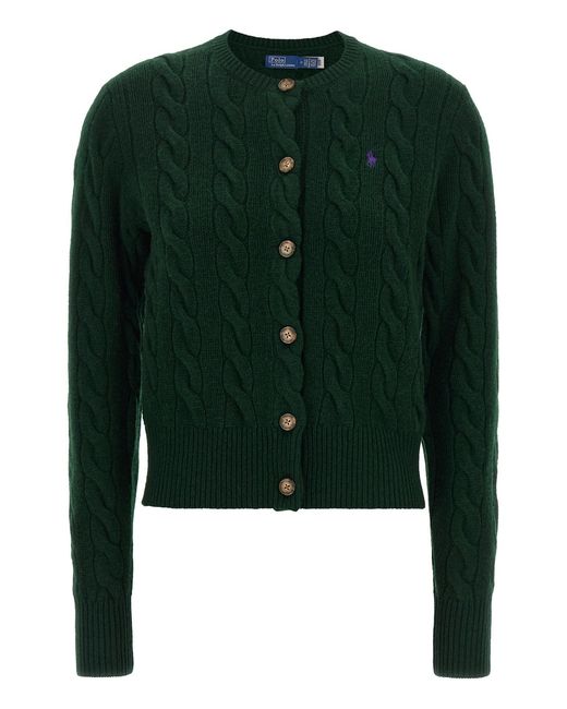 Polo Ralph Lauren Green Braided Cardigan