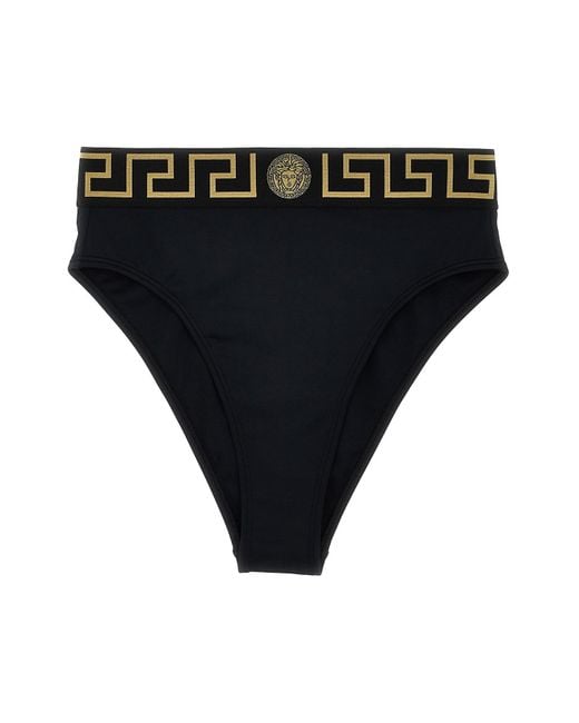 Versace Black 'Greca' Bikini Bottoms