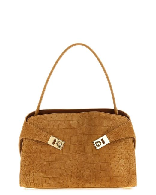 Ferragamo Brown 'hug Soft (m)' Shoulder Bag