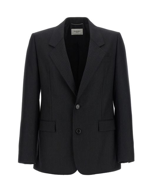 Saint Laurent Black Pinstripe Blazer for men