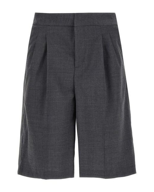 PT Torino Gray Techno Wool Bermuda Shorts for men