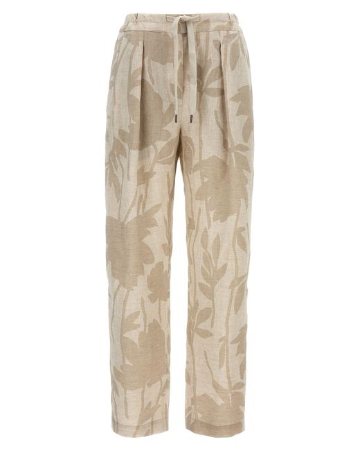 Brunello Cucinelli Natural Floral Trousers