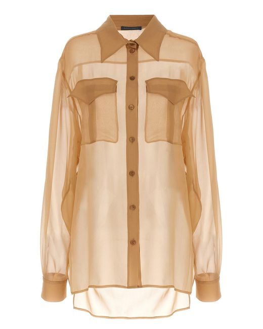 Alberta Ferretti Natural Chiffon Shirt