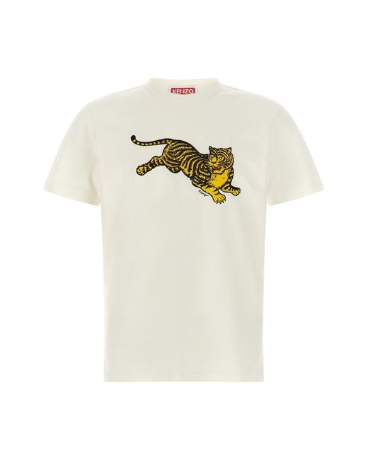 KENZO White ' Jumping Tiger' T-shirt for men