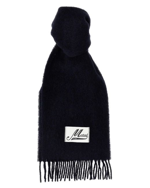Marni Black Logo Patch Scarf for men