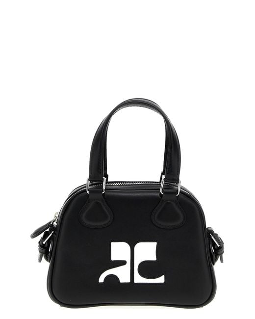 Courreges Black Handtasche "Mini Leather Bowling Bag"