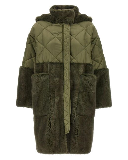Blancha Green Nylon Diamond-Visone Fur
