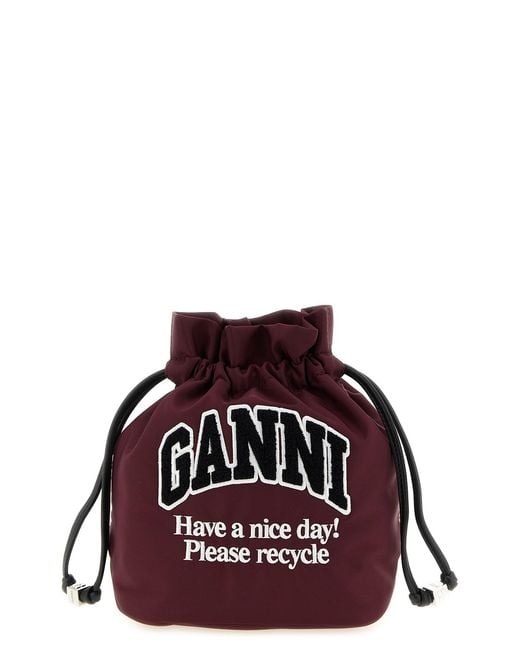 Ganni Red ' Logo' Pouch