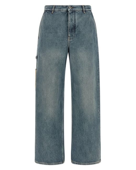 Loewe Blue Leather Pocket Jeans for men