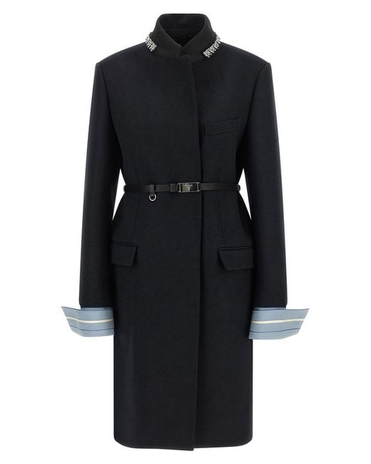 Prada Black Jewel Collar Coat