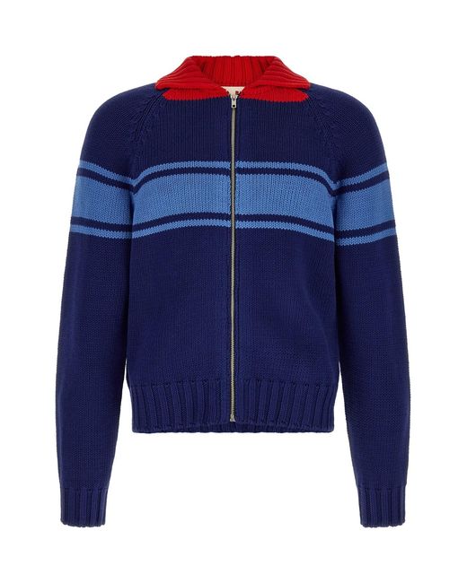 Marni Blue Color Block Details Cardigan for men
