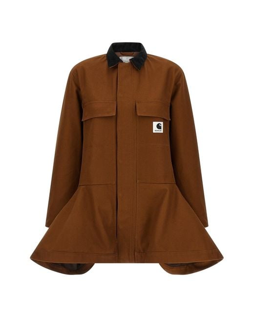 Sacai Brown X Carhartt Wip Capsule Peplum Jacket