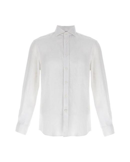 Camicia lino di Brunello Cucinelli in White da Uomo