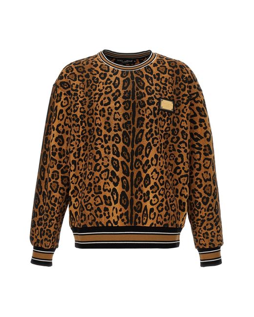 Dolce & Gabbana Sweatshirt Mit Leopardenmuster in Brown für Herren