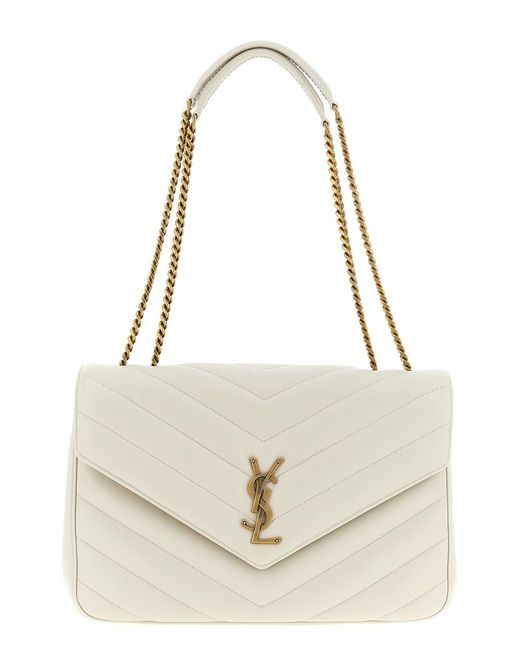 Saint Laurent White 'loulou' Large Shoulder Bag