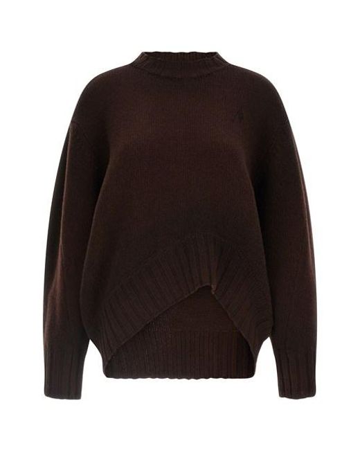 The Attico Brown Logo Embroidery Sweater