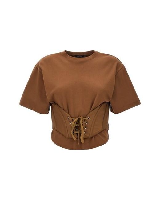 T-shirt corsetto di Mugler in Brown