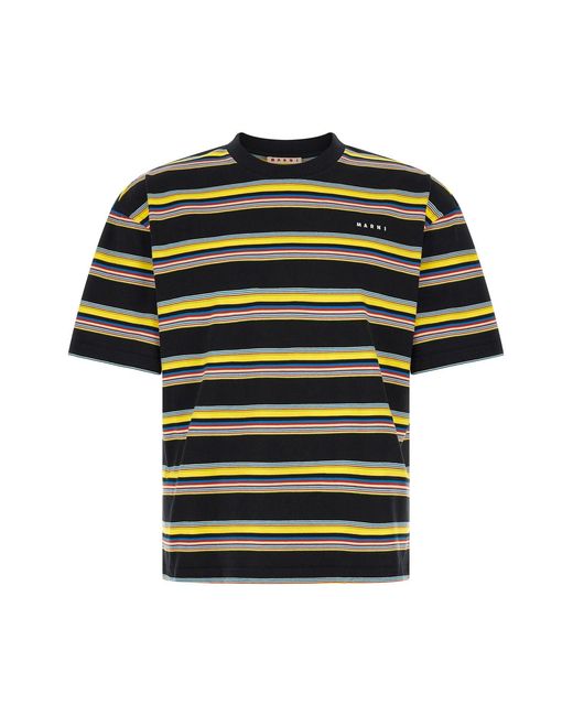 Marni Black Striped T-shirt for men