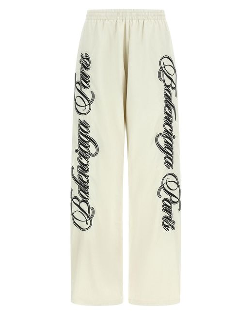 Balenciaga White Cursive Reversible Pants