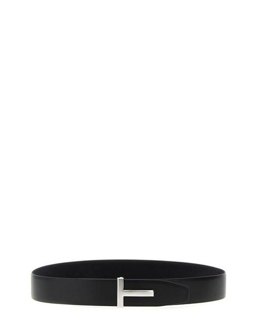 Cintura Reversibile 'T' di Tom Ford in Black da Uomo
