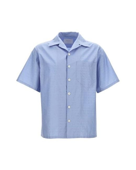 Camicia bowling logo di Prada in Blue da Uomo