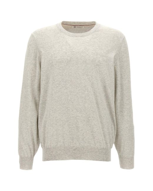 Brunello Cucinelli White Crewneck Sweater for men