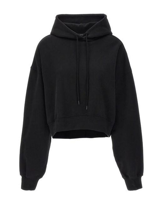 Felpa con cappuccio crop di Wardrobe NYC in Black