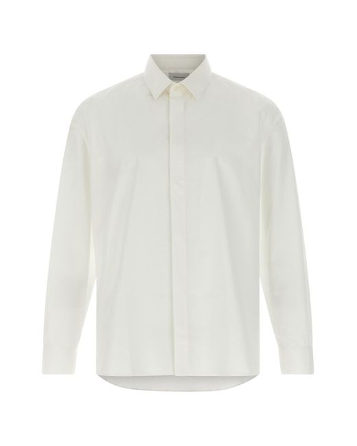 Saint Laurent White Yves Collar Slim Fit Shirt for men