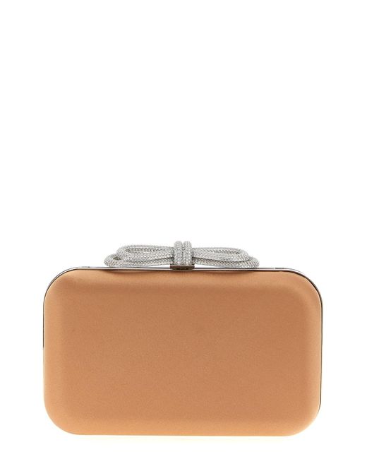 Mach & Mach Orange 'double Bow Satin' Clutch
