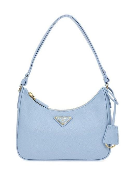 Prada Re-edition Mini Leather Shoulder Bag in Blue | Lyst
