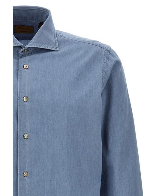 Camicia chambray di Borriello in Blue da Uomo