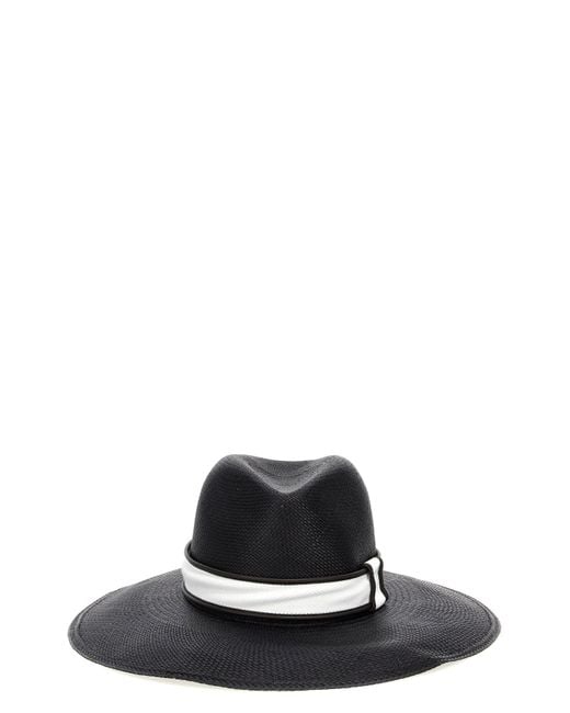 Brunello Cucinelli Black Fedora Straw