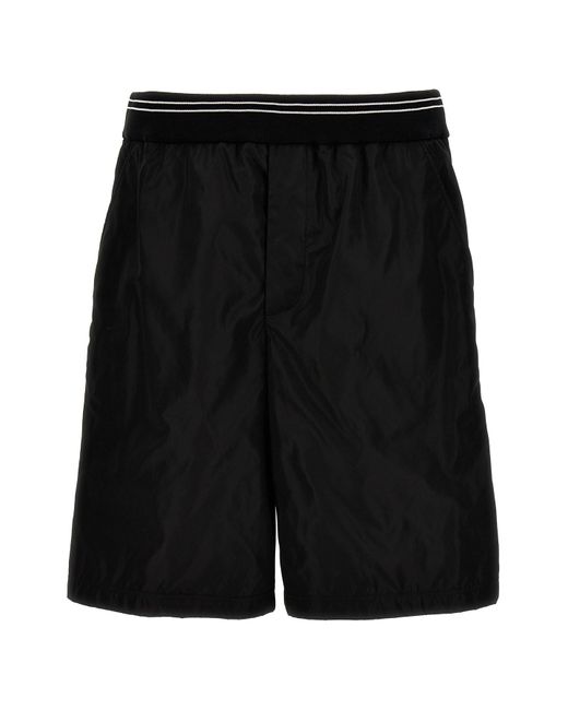 Prada Black Nulon Feather Bermuda Shorts for men